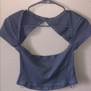 Cute purple crop top with cut out back!